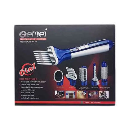 Gemei Hot Air Styler | 5-in-1 Hair Dryer & Volumizer Brush for Smooth Salon Blowouts