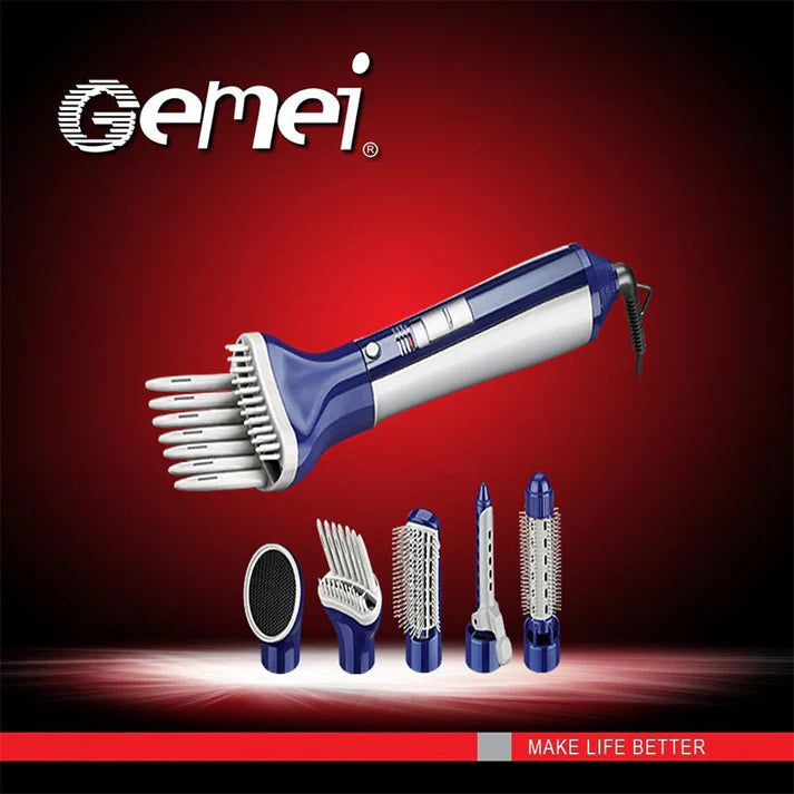 Gemei Hot Air Styler | 5-in-1 Hair Dryer & Volumizer Brush for Smooth Salon Blowouts