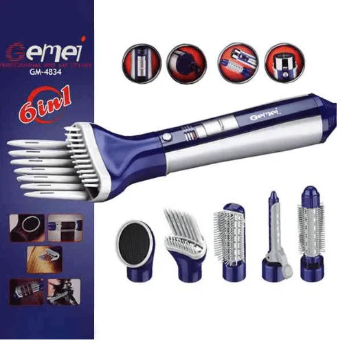 Gemei Hot Air Styler | 5-in-1 Hair Dryer & Volumizer Brush for Smooth Salon Blowouts